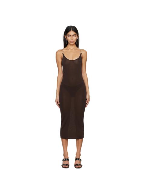 Dion Lee semi-sheer 오픈 백 midi 드레스