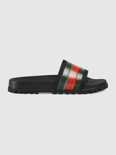 GUCCI Men's Web rubber slide sandal