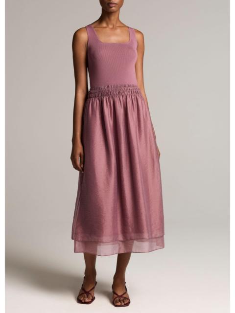 Vince Square-Neck Mixed-Media Dress