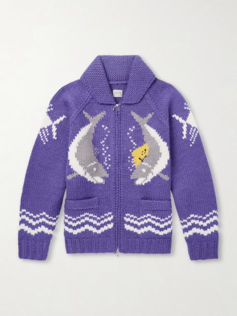 Kapital Intarsia Wool Zip-Up Cardigan