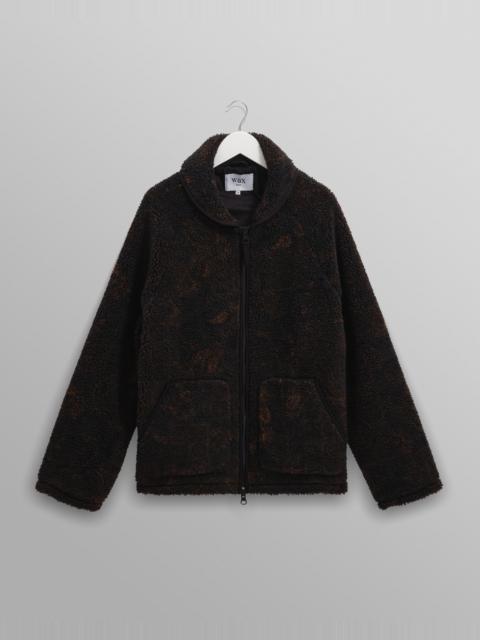 Wax London Tate - Black And Brown Paisley Jacquard Fleece Jacket