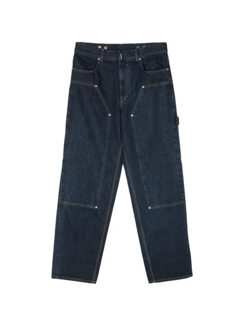 multi-pockets wide-leg loose-fit jeans
