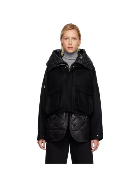 sacai Black Wool Melton Blouson Coat