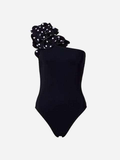 KARLA COLLETTO Aria floral-appliqués one-shoulder swimsuit