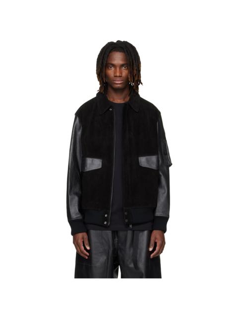 Y-3 Black Mercedes-AMG F1 Edition Racing Leather Jacket