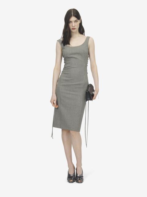 Alexander McQueen Corset Lace Gingham Check Pencil Dress