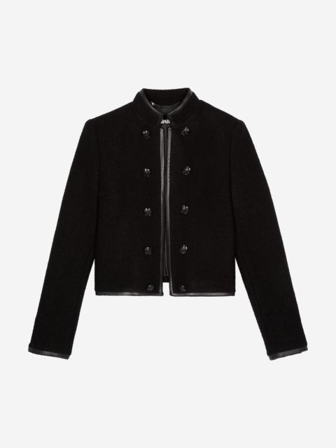 The Kooples OFFICER-STYLE JACKET IN BLACK WOOL