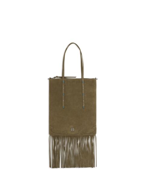 PINKO fringed studs suede mini tote bag