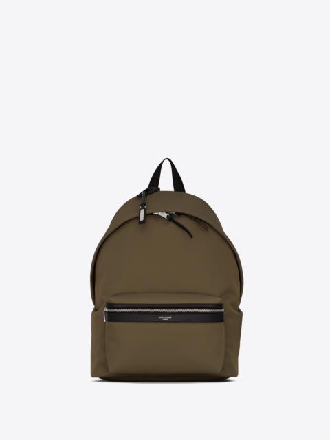 SAINT LAURENT city backpack in nylon canvas and leather