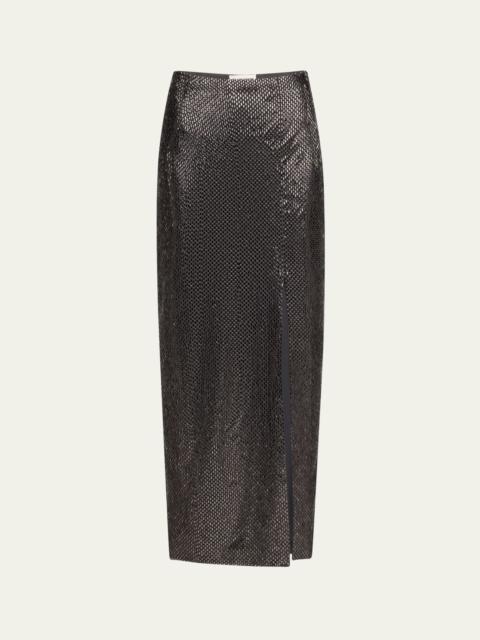 ROLAND MOURET Diamante Crepe Slit Maxi Skirt