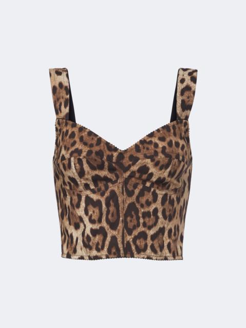 Dolce & Gabbana Leopard-print cotton-blend bustier top