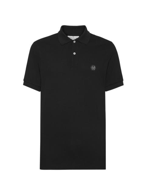 Skull-print polo shirt