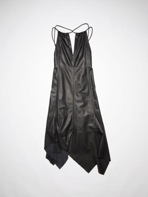 Acne Studios Front-tie asymmetrical leather dress - Black