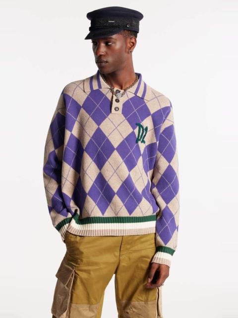 DSQUARED2 D2 ARGYLE POLO KNIT