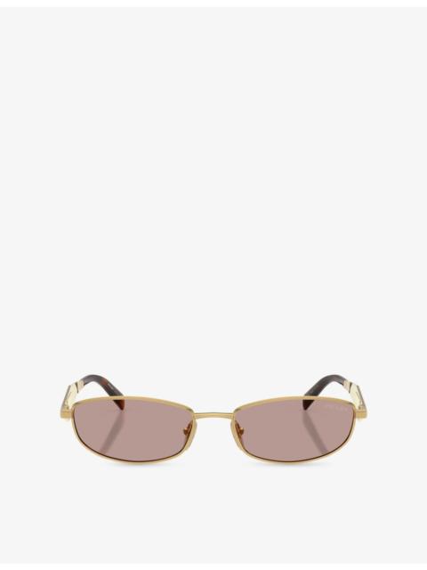 Prada PR D51S Oval-Frame Metal Sunglasses