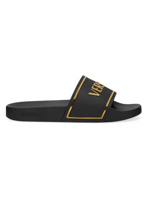 VERSACE Men's Logo Slide Sandals - Black Gold