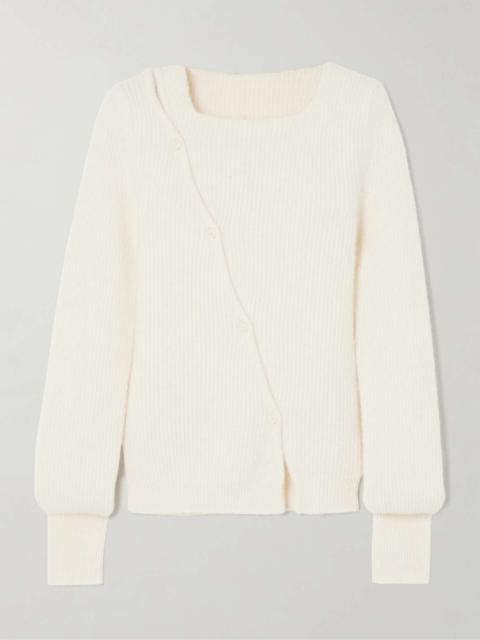 La Maille Pau button-embellished ribbed alpaca-blend sweater