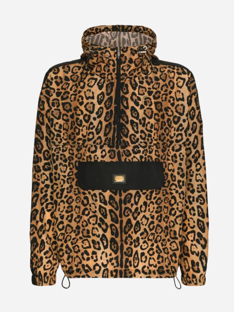 Dolce & Gabbana Hooded jacket with leopard-print Crespo