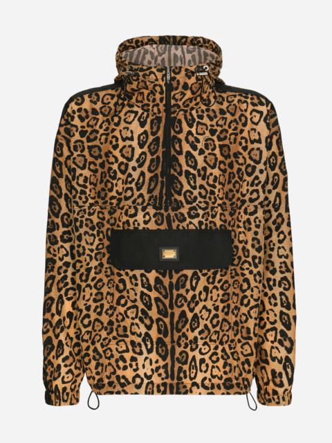 Hooded jacket with leopard-print Crespo