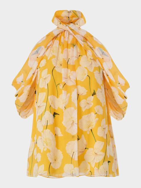 CAROLINA HERRERA Flower Cold-Shoulder Halter Top