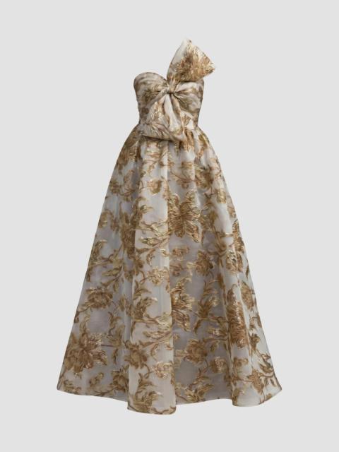 MAC DUGGAL Women's Brocade Bow Strapless Floral Gown - Bronze