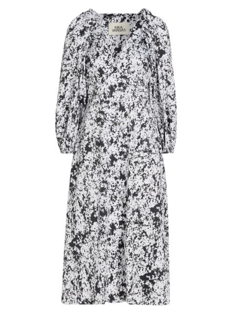 KIKA VARGAS Women's Calli Floral Stretch-Cotton V-Neck Midi-Dress - White
