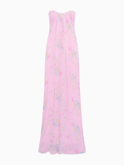 LoveShackFancy Emara Strapless Floral Chiffon Gown