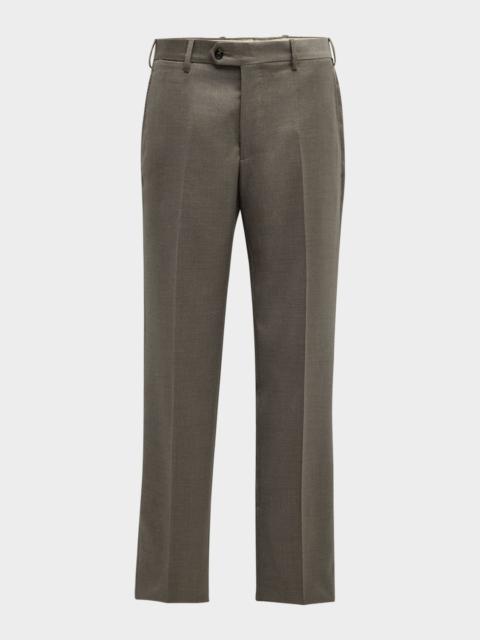 GIORGIO ARMANI Men's Flat-Front Wool Trousers