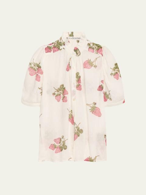 ALIX OF BOHEMIA Winnie Short-Sleeve Strawberry Blouse