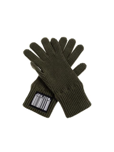 Moschino ribbed logo-patch gloves