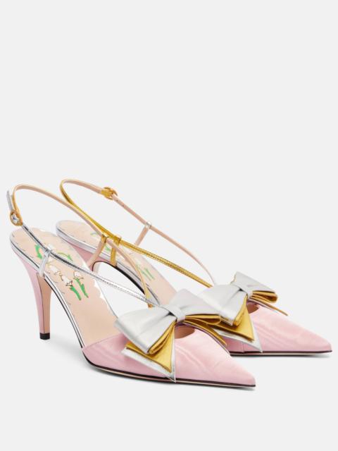 Valentino Bowow 85 moiré and leather slingback pumps