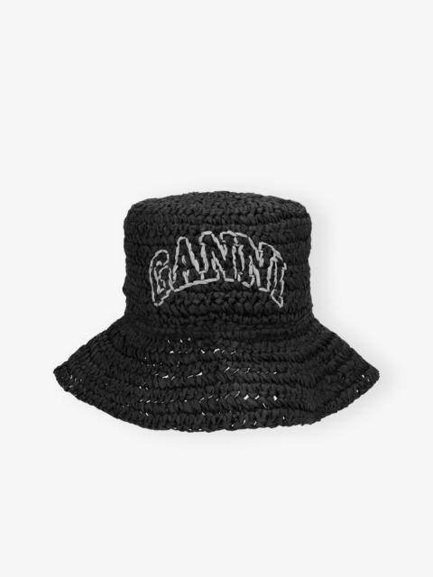 GANNI BLACK SUMMER STRAW HAT