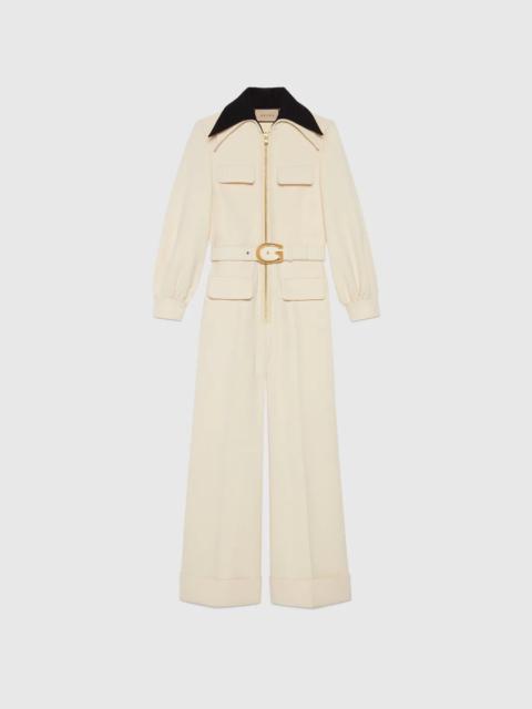GUCCI Belted wool crepe jumpsuit