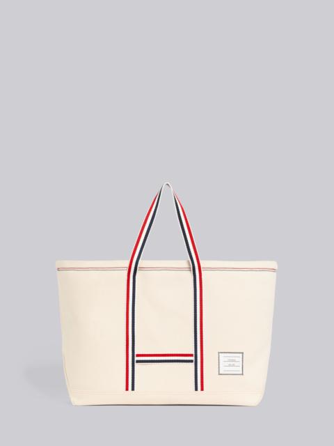 Thom Browne Off White Double Face Cotton Canvas Medium Tool Tote Bag