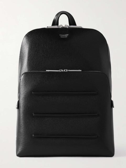 Embossed Cross-Grain Leather Backpack