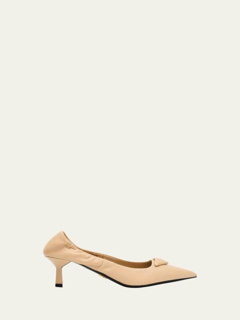 Prada Triangle Logo Leather Pumps