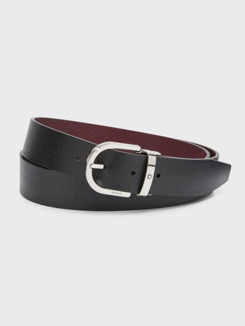 Montblanc Men's Horseshoe Buckle Reversible Leather Belt