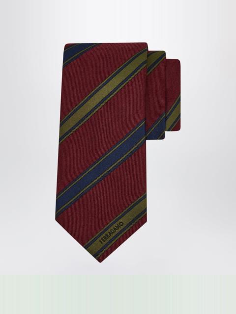 FERRAGAMO Bordeaux/Red Regimental Jacquard Tie