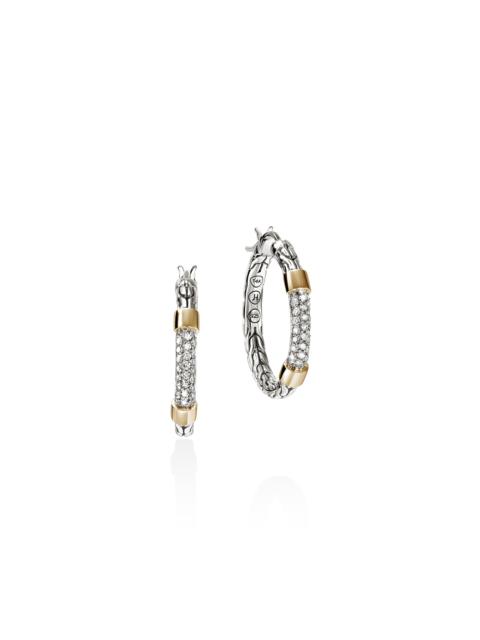 JOHN HARDY JH Essential Pave Hoop Earrings, Gold, Sterling Silver, Diamonds, 23MM