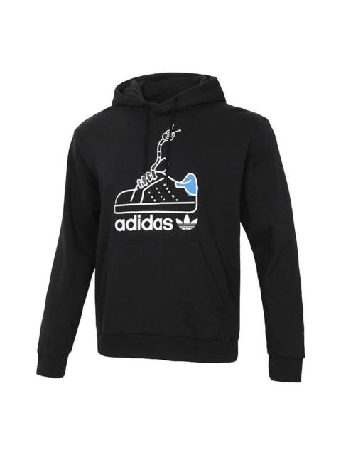 adidas adidas originals Worm Casual Sports hooded Printing Pullover Black GN2159