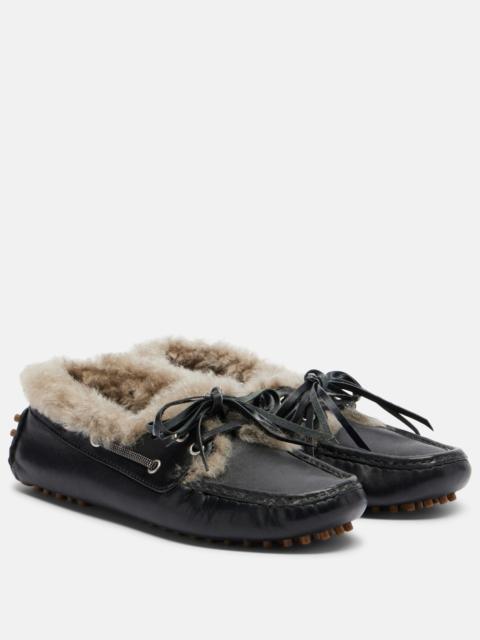 Brunello Cucinelli Monili shearling boat shoes
