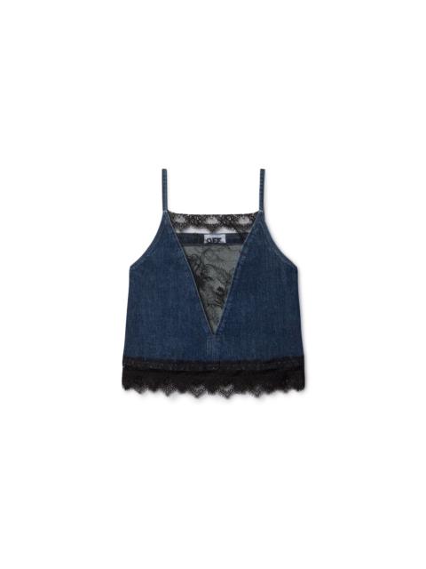 Lace 20s Slip Denim Top