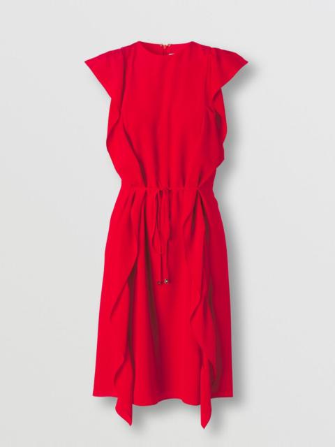 Ruffle Detail Silk Crepe de Chine Dress