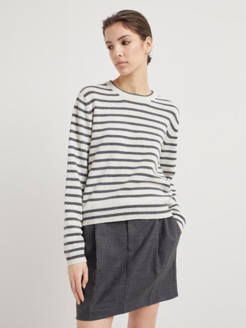 Cashmere, virgin wool and silk Sparkling & Dazzling striped sweater