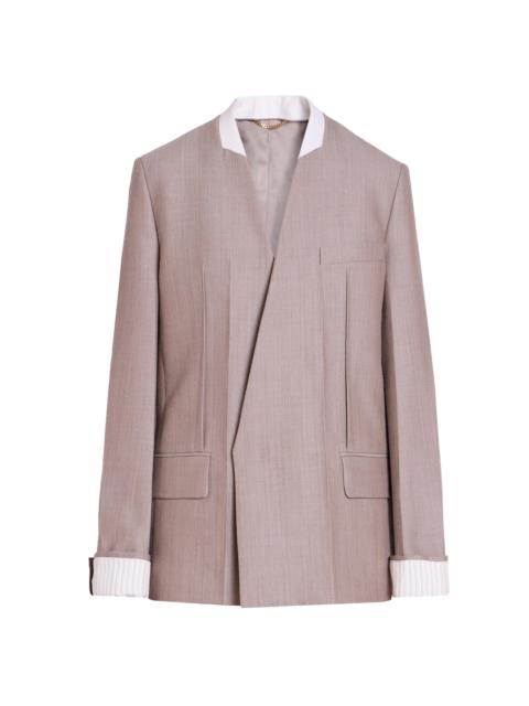 Victoria Beckham Women's Tailored Collarless Folded Wool Jacket - Limestone