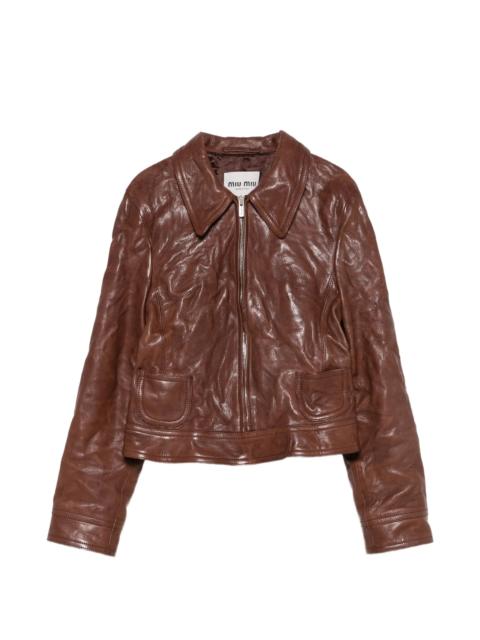 Miu Miu Miu Miu Crinkled Leather Jacket