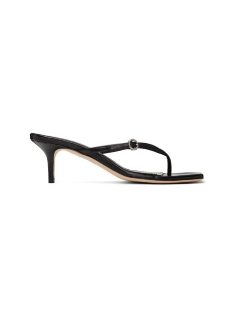 Aeyde Black Leigh Leather Toe-Post Heeled Sandals