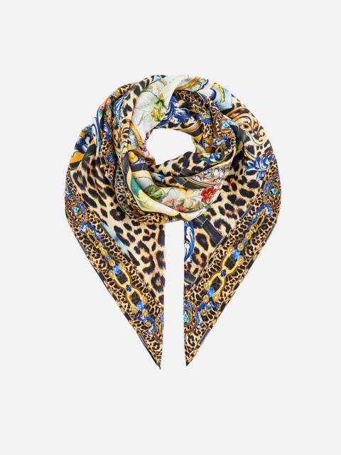 CAMILLA LARGE CRYSTALLED SILK SQUARE SCARF