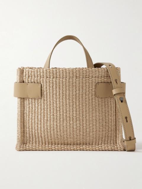 Brunello Cucinelli Leather-trimmed raffia shoulder bag Beige