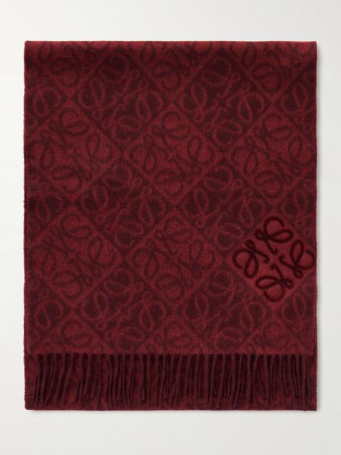 Loewe Fringed Wool And Cashmere-blend Jacquard Scarf